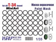 Окрасочная маска на бандажи Т-34 (MiniArt)