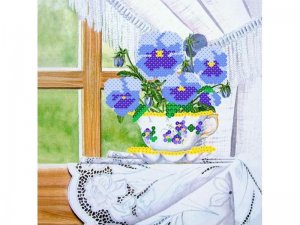 Анютины глазки - картина из пайеток